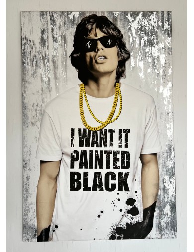 Paint is black, Mick Jagger. Technique mixte sur toile de Mr Sly
