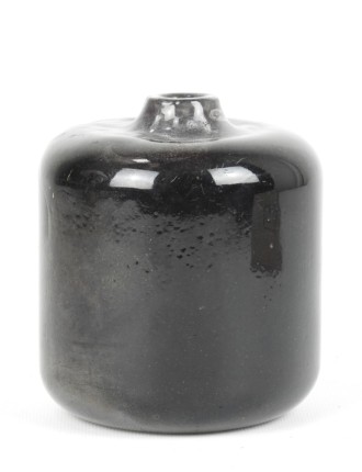 Vase - dans le gout de Maurice MARINOT. Flacon en épais verre noir à décor abstrait