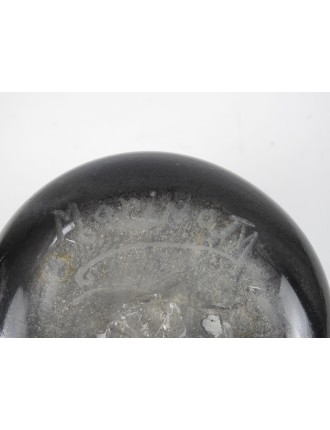 Vase - dans le gout de Maurice MARINOT. Flacon en épais verre noir à décor abstrait