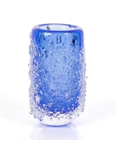 Mats Jonasson - Vase en épais transparent et bleu. Signé et numéroté sous la base. H :18 cm.