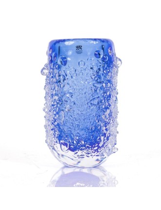 Mats Jonasson - Vase en épais transparent et bleu. Signé et numéroté sous la base. H :18 cm.