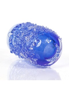Mats Jonasson - Vase en épais transparent et bleu. Signé et numéroté sous la base. H :18 cm.