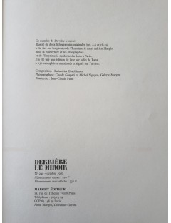 Derrière le Miroir n°240 - Livret Bram Van Velde. Paris, Maeght Editeur, oct. 1980.