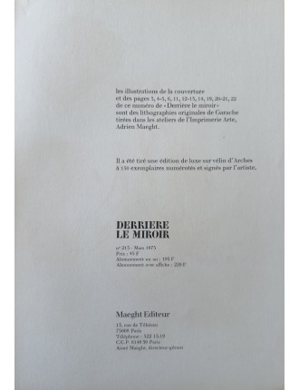 Derrière le miroir n°213 - Livret Claude Garache.1975. Paris. Editions Maeght.