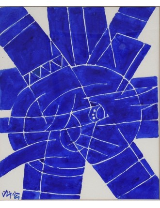 Aquarelle en bleu de Georges Collignon. Signée et datée 1964.