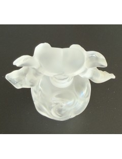 Lalique - Flacon à parfum Lalique nuages en cristal moulé pressé. Bouchon en forme de 2 anges unis par un coeur
