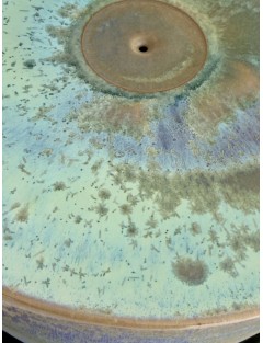 Antonio Lampecco - Vase en céramique à couverte émaillé gris et turquoise à reflets irisés.