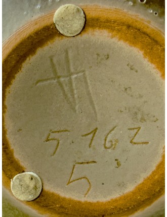 Antonio Lampecco - Vase en céramique à couverte émaillé gris et turquoise à reflets irisés.