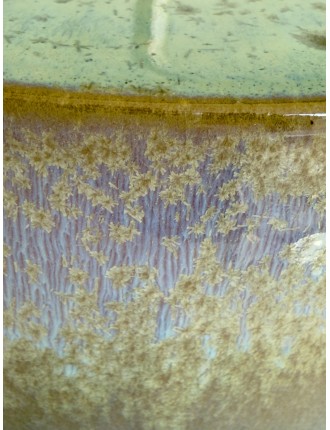 Antonio Lampecco - Vase en céramique à couverte émaillé gris et turquoise à reflets irisés.