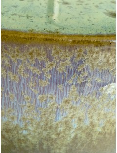 Antonio Lampecco - Vase en céramique à couverte émaillé gris et turquoise à reflets irisés.