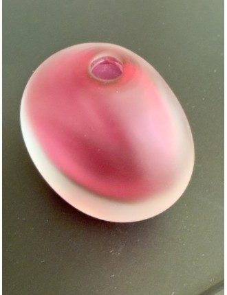 Vase - Bob Crooks - Flacon en verre satiné et coloré. Bouchon forme cactus. Signé sous la base. Haut 16 cm.