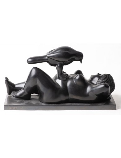 Botero –  "Le rêve". 1996. Bronze à patine brune. Numéroté 2/6