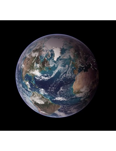 NASA. GRAND FORMAT. Vue de la Terre. Superbe et historique photographie de la série "BLUE MARBLE". Hémisphère occidental.