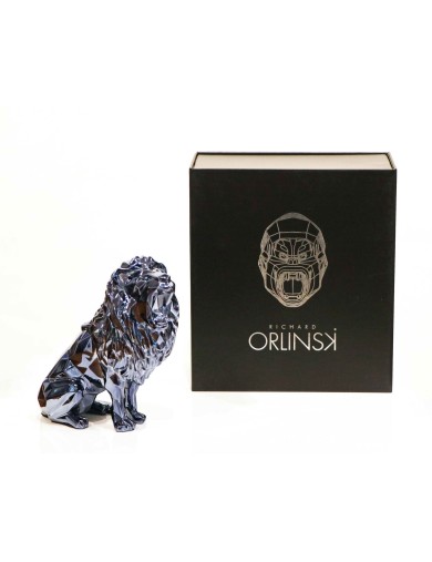 Lion bleu argente, epreuve en polyresine de Richard Orlinsky