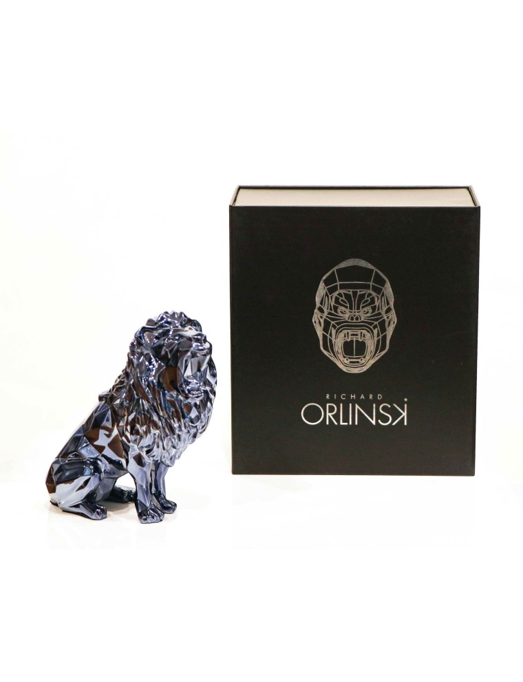 Lion bleu argente, epreuve en polyresine de Richard Orlinsky