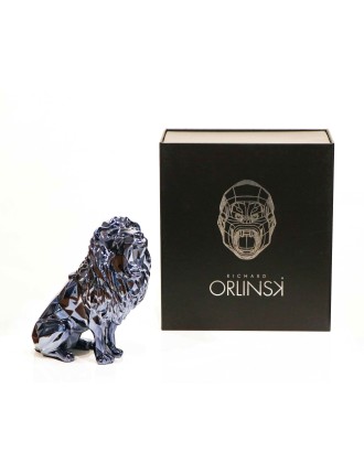 Lion bleu argente, epreuve en polyresine de Richard Orlinsky