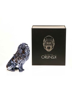 Lion bleu argente, epreuve en polyresine de Richard Orlinsky