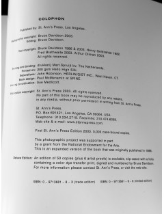 Superbe livre photographies rare série Subway de Bruce Davidson. Los Angeles, St. Ann's Press, 2003.