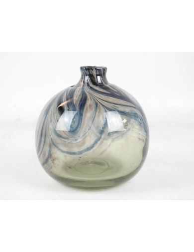 Vase - Claude Monod - Vase boule en verre soufflé à décor d'élaux et oxydes de cui