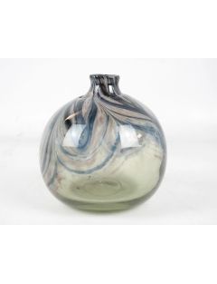 Vase - Claude Monod - Vase boule en verre soufflé à décor d'élaux et oxydes de cui