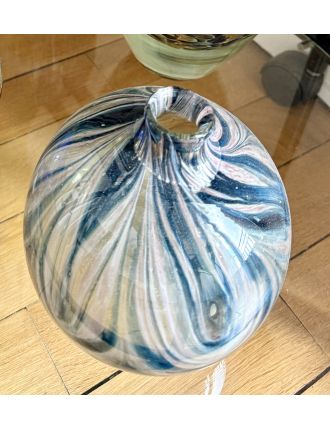 Vase - Claude Monod - Vase boule en verre soufflé à décor d'élaux et oxydes de cui