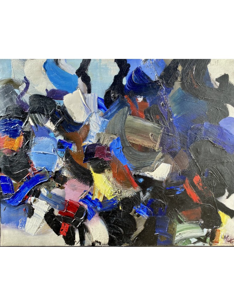 Composition abstraite. 1958. Huile sur toile de Jean Miotte