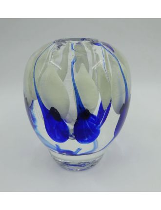 Vase - Jean-Claude Novaro - Vase soliflore à inscrutationbleues et blanches. H : 14 cm