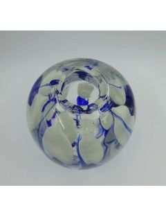 Vase - Jean-Claude Novaro - Vase soliflore à inscrutationbleues et blanches. H : 14 cm
