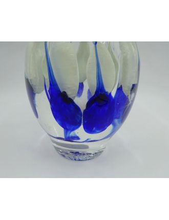 Vase - Jean-Claude Novaro - Vase soliflore à inscrutationbleues et blanches. H : 14 cm