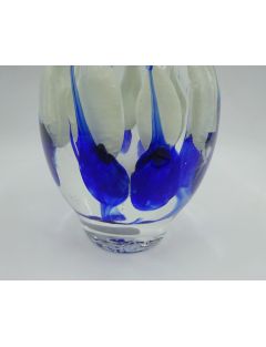 Vase - Jean-Claude Novaro - Vase soliflore à inscrutationbleues et blanches. H : 14 cm
