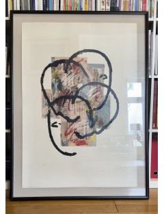 Estampe. Technique mixte avec passages de matériaux et collages de papier sur papier fait main de Rafael Canogar