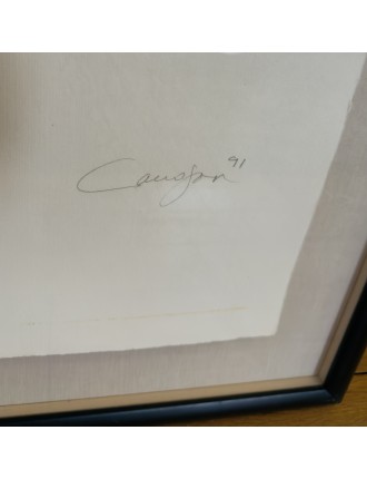 Estampe. Technique mixte avec passages de matériaux et collages de papier sur papier fait main de Rafael Canogar