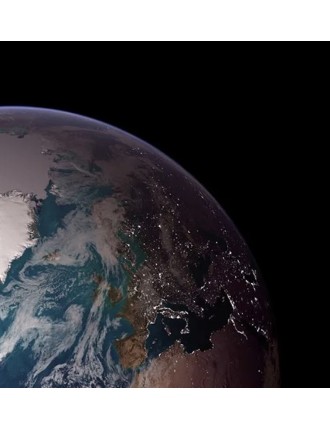 NASA. GRAND FORMAT. Vue de la Terre. Superbe et historique photographie de la série "BLUE MARBLE". Hémisphère occidental.