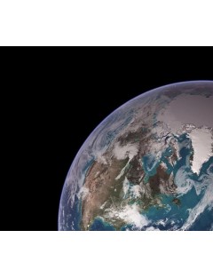 NASA. GRAND FORMAT. Vue de la Terre. Superbe et historique photographie de la série "BLUE MARBLE". Hémisphère occidental.