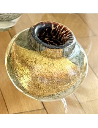 Vase - Jean-Claude Novaro - Vase en verre soufflé à décor d'inclusions dorées et polychr