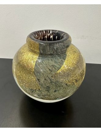 Vase - Jean-Claude Novaro - Vase en verre soufflé à décor d'inclusions dorées et polychr