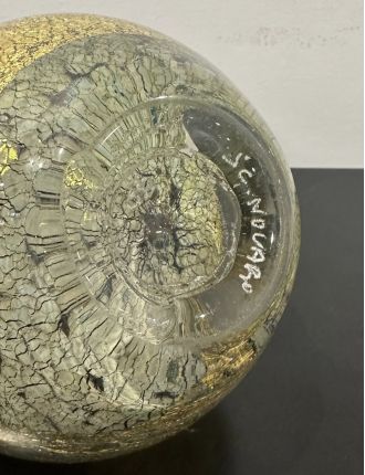 Vase - Jean-Claude Novaro - Vase en verre soufflé à décor d'inclusions dorées et polychr