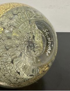 Vase - Jean-Claude Novaro - Vase en verre soufflé à décor d'inclusions dorées et polychr