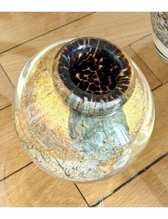 Vase - Jean-Claude Novaro - Vase en verre soufflé à décor d'inclusions dorées et polychr