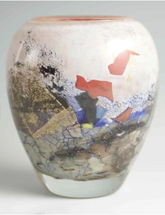 Vase - Jean-Claude Novaro - Vase balustre en verre soufflé doublé en polychromie et incl