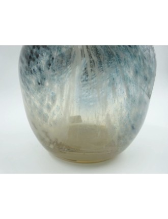 Claude Monod - Vase sphérique soliflore à nuances bleues et rouges. H : 15