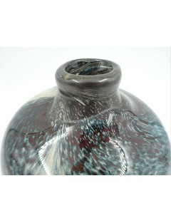 Claude Monod - Vase sphérique soliflore à nuances bleues et rouges. H : 15