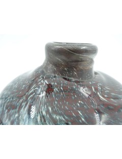 Claude Monod - Vase sphérique soliflore à nuances bleues et rouges. H : 15