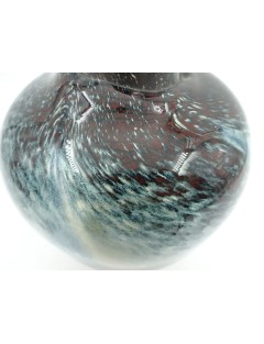Claude Monod - Vase sphérique soliflore à nuances bleues et rouges. H : 15