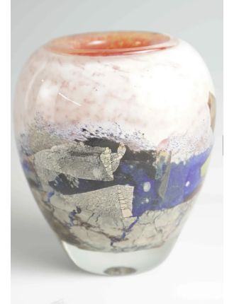 Vase - Jean-Claude Novaro - Vase balustre en verre soufflé doublé en polychromie et incl