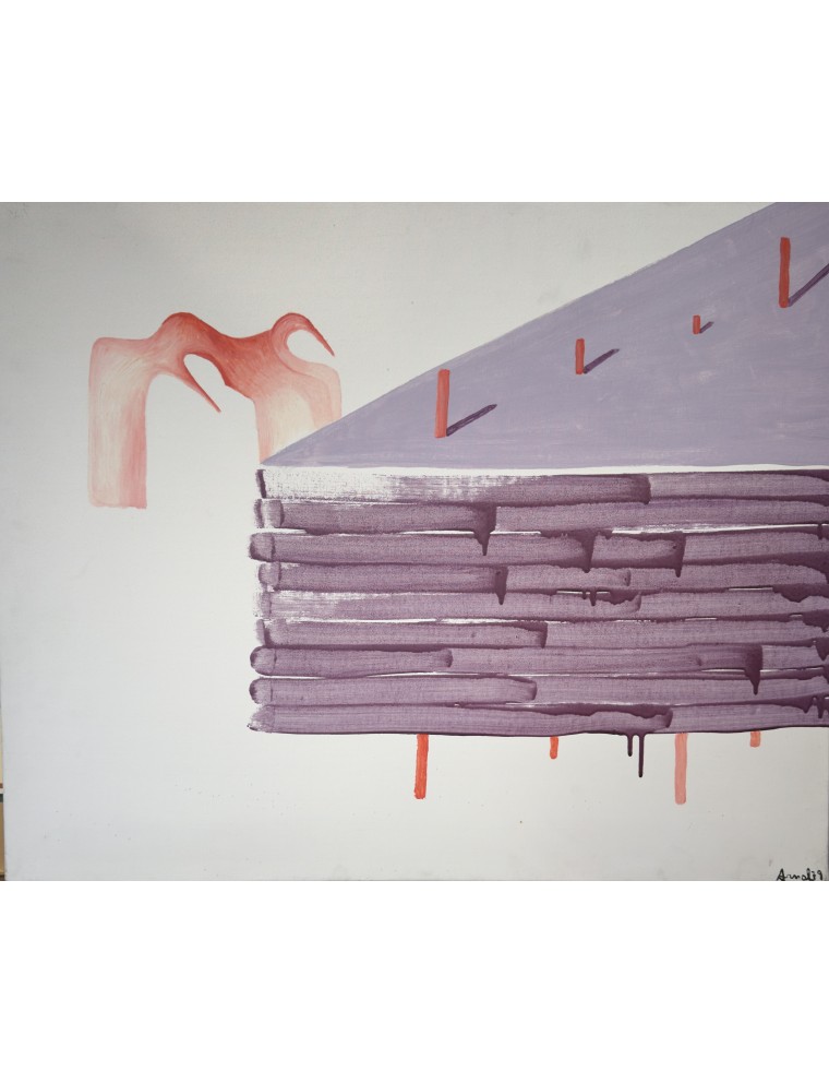 La Table Mauve. 1979. Huile sur toile. Signée et datée en bas à droite de François Arnal