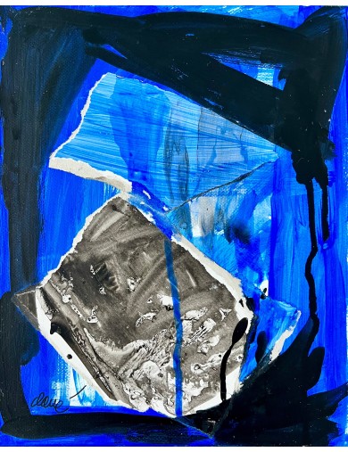 Composition en bleu et noir Technique mixte de Antoni Clave