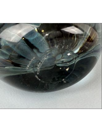 Vase - Jean-Claude Novaro - Grand vase soliflore à corps aplati verre soufflé décor i