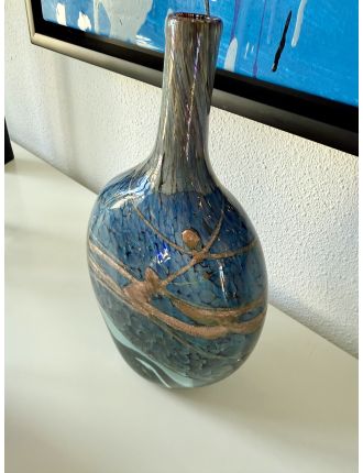 Vase - Jean-Claude Novaro - Grand vase soliflore à corps aplati verre soufflé décor i