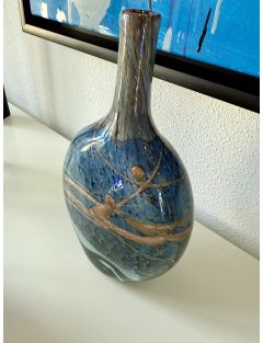 Vase - Jean-Claude Novaro - Grand vase soliflore à corps aplati verre soufflé décor i